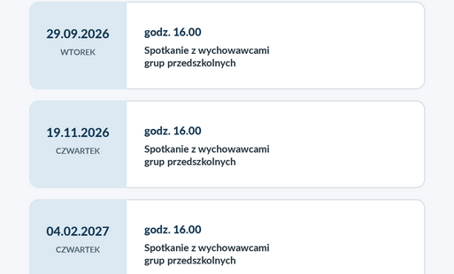 Zdjęcie do Harmonogram spotkań z rodzicami w przedszkolu