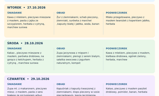 Zdjęcie do Jadłospis 26-30.10.2026r.